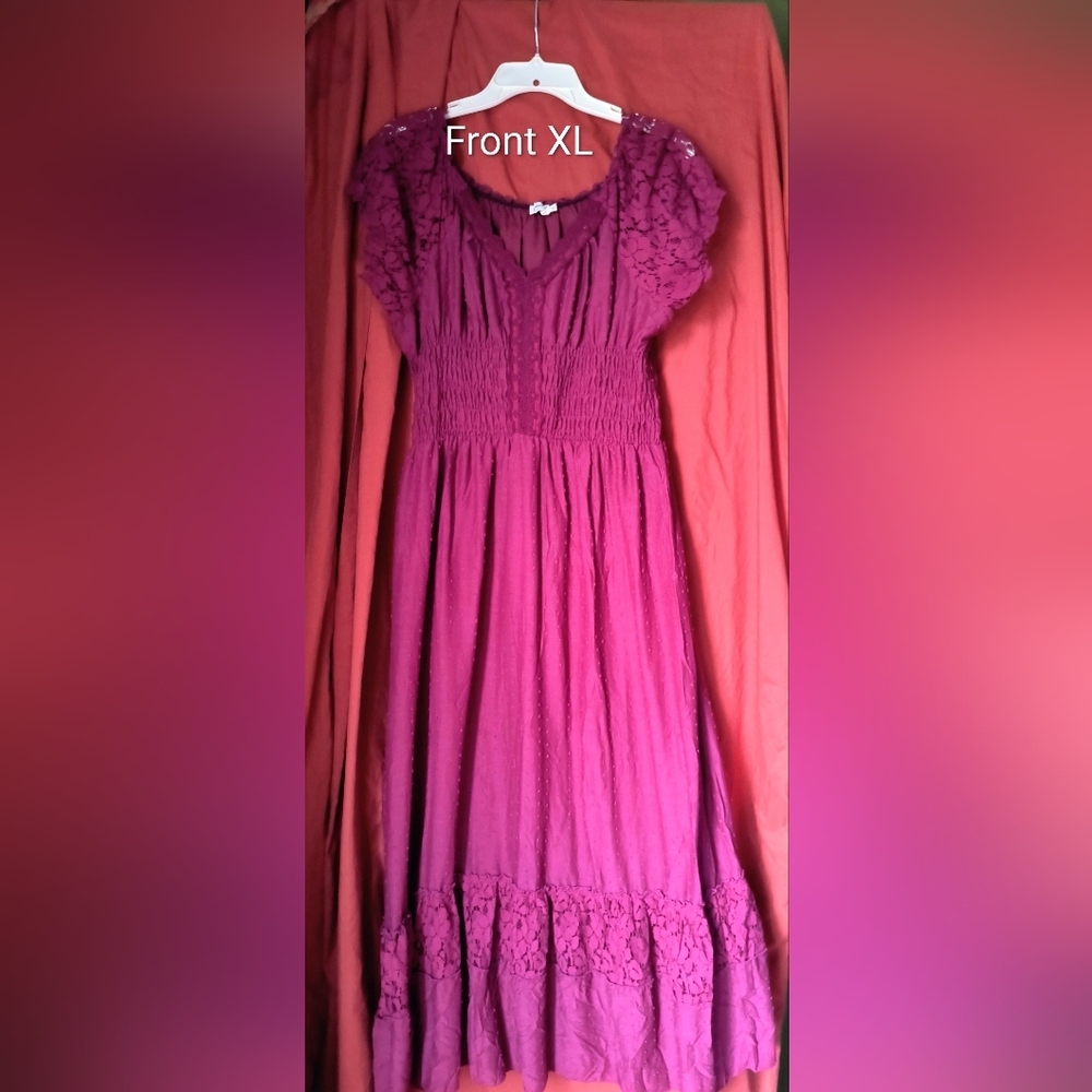 Fuchsia Smocked Waist Casual Dress